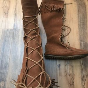 Minnetonka tall lace up boot